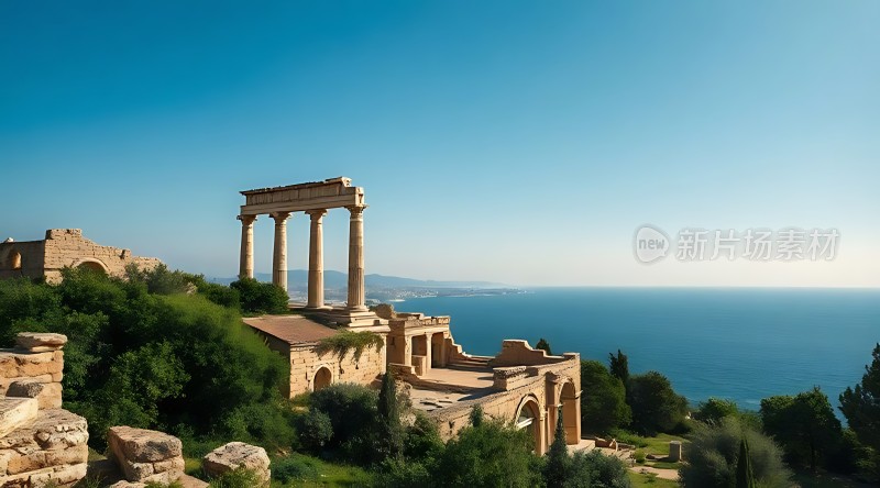希腊海岸边的古老遗迹