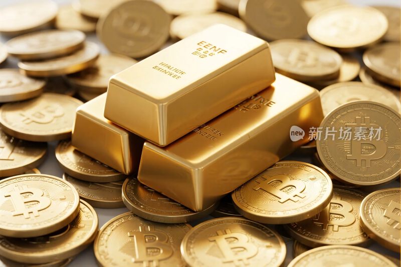黄金金条与比特币货币组合