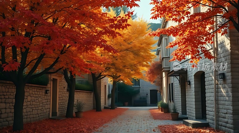 秋日暖阳下的宁静小径