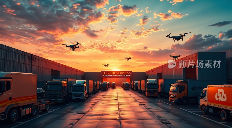 物流快递新时代无人机与卡车协同作业