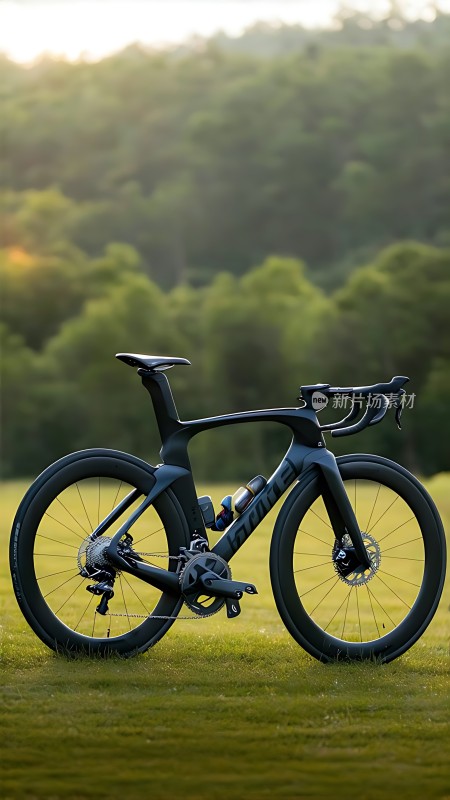 碳纤维公路自行车绿色背景下的运动之美