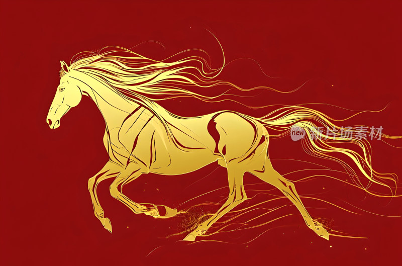 马年春节动感奔腾喜庆线条装饰