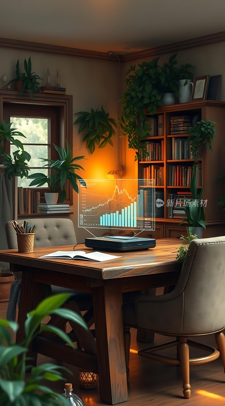 书房里的未来科技感