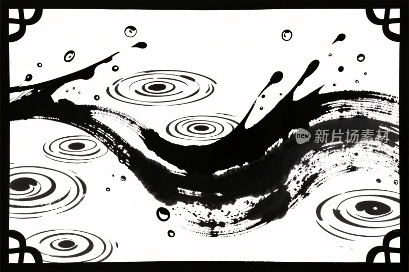 黑白水墨飞溅插画