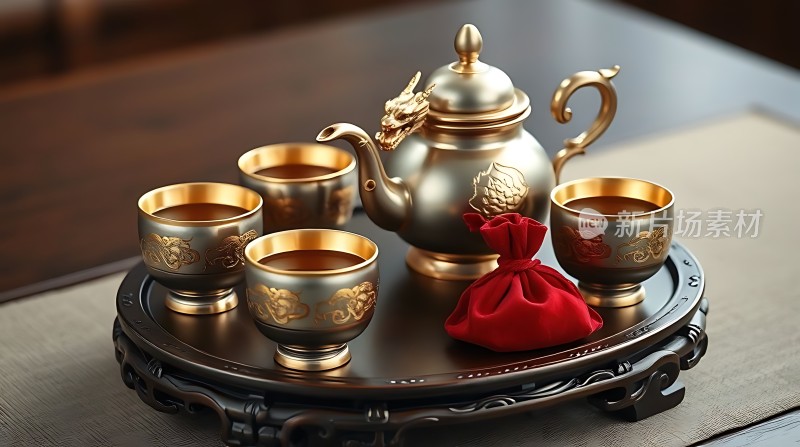 金色茶具套装展示