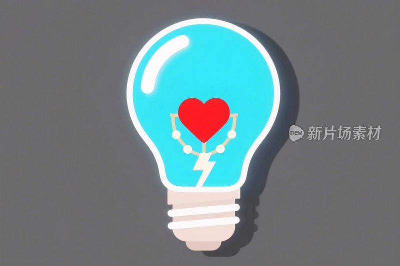 创意爱心灯泡插画