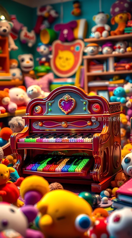 彩色钢琴与玩具的世界