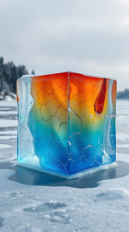 冰块中的彩虹世界