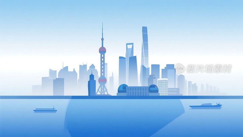 上海天际线与黄浦江