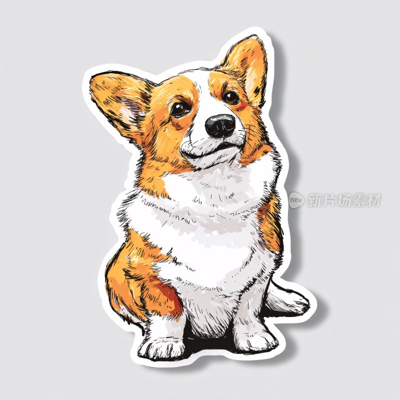可爱柯基插画贴纸