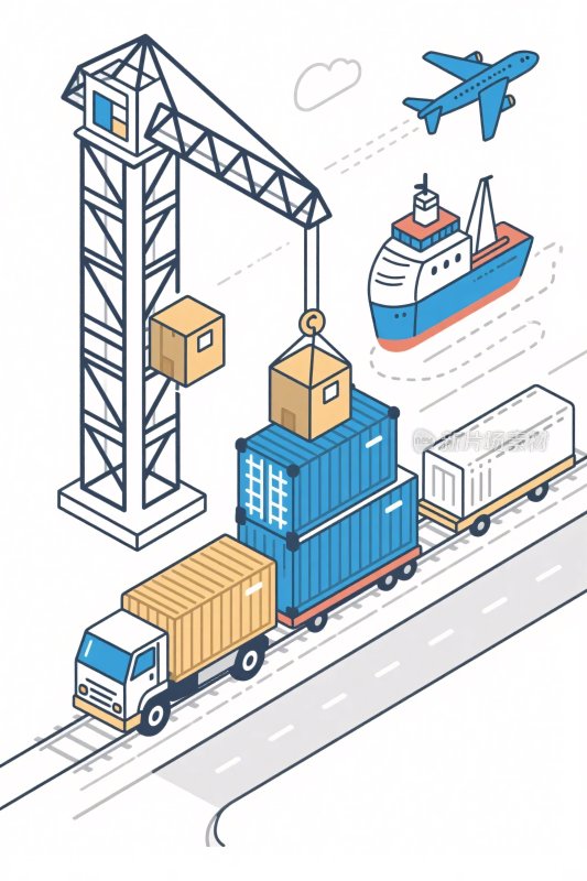 货运物流运输插画
