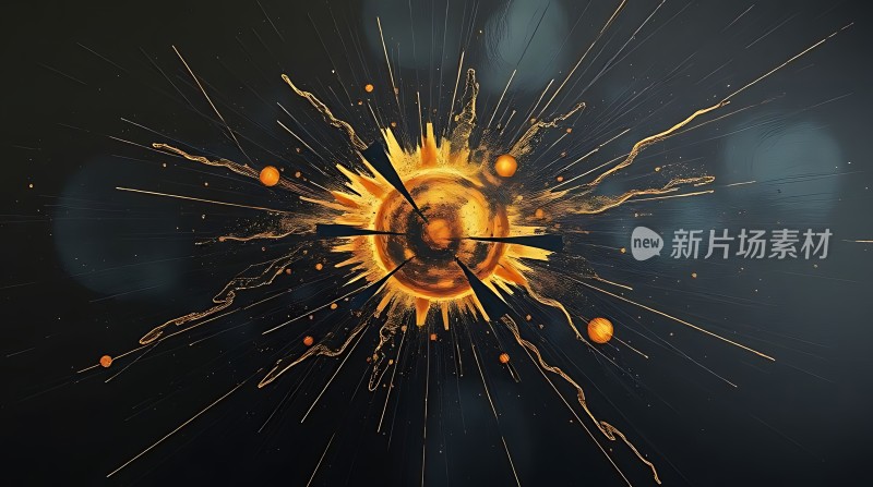 新片场素材金色光晕爆炸效果