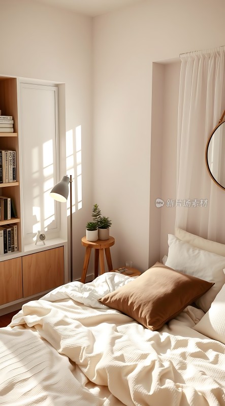 阳光洒满温馨卧室简约舒适生活空间