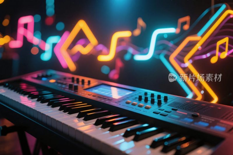 霓虹音乐电子琴插画