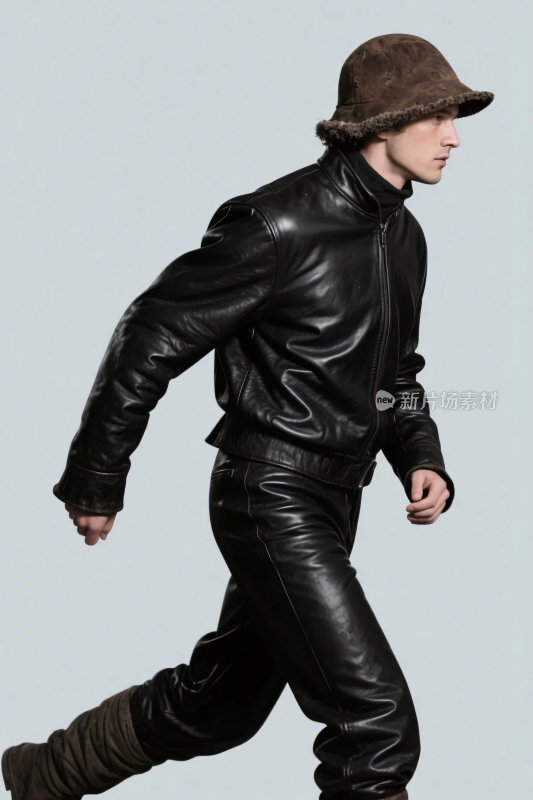 时尚皮衣模特展示