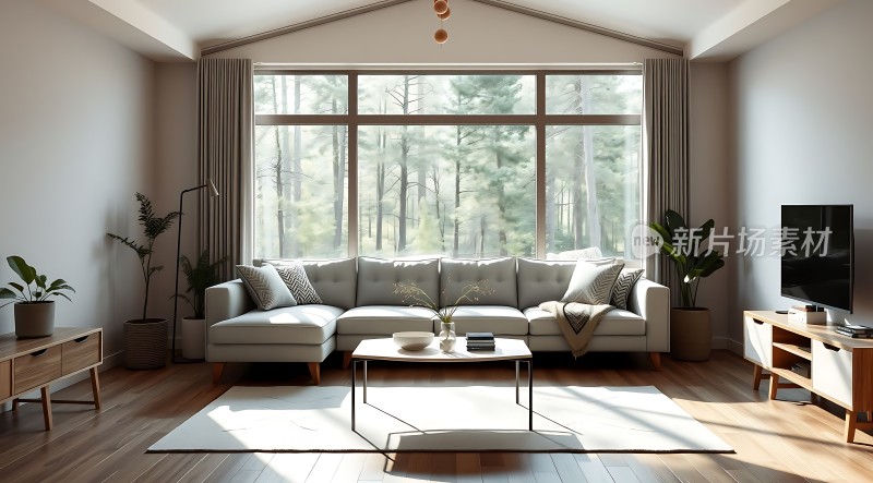 现代简约客厅自然光线充足家具简洁大方