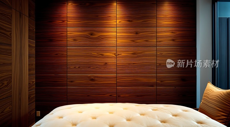 现代卧室温馨木墙背景