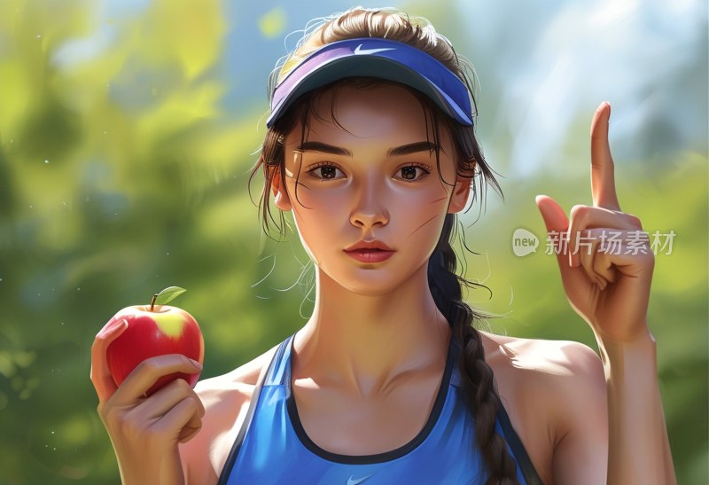 少女健身苹果