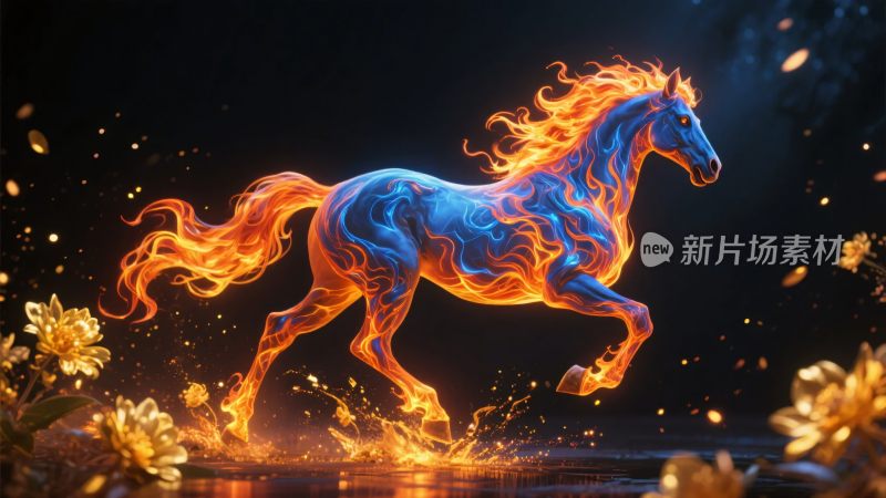 奔跑的火焰骏马插画