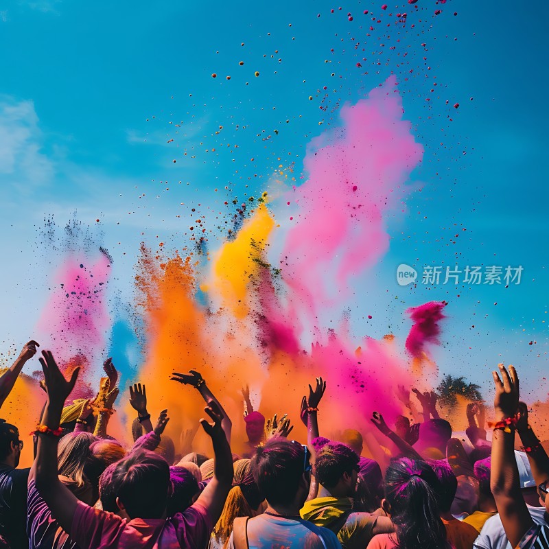 彩色狂欢节上的欢乐瞬间