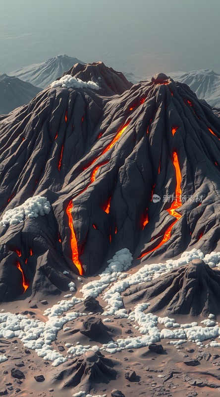 熔岩流淌的山脉