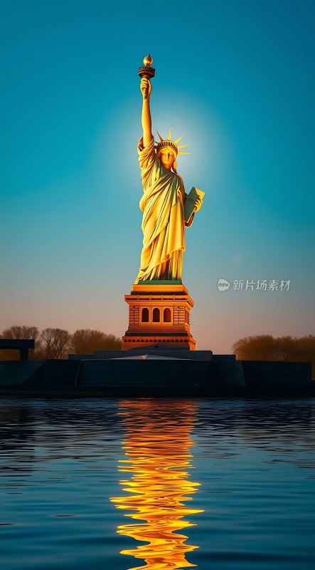 自由女神像倒影