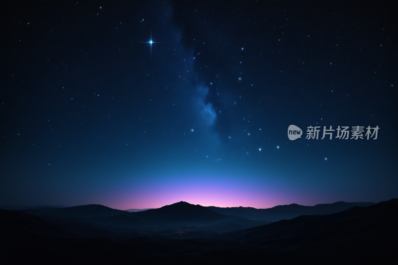 星空夜空有山脉和明亮的星星背景纹理图片