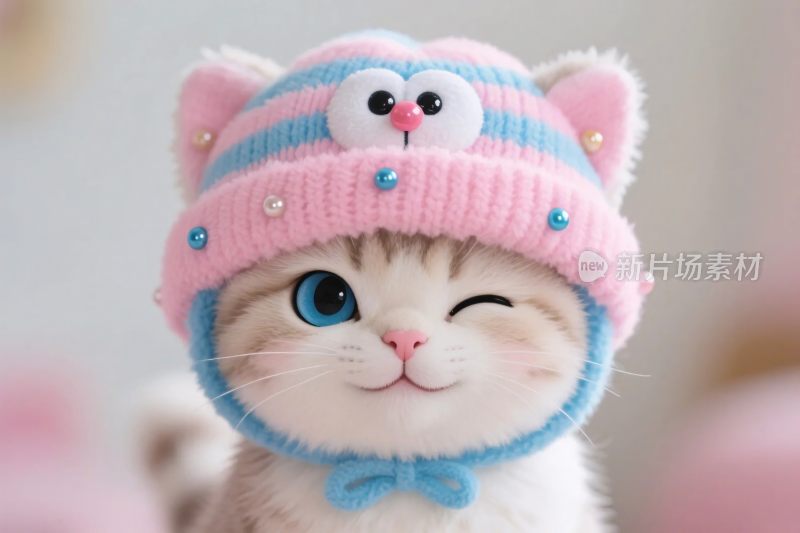 可爱小猫戴卡通帽