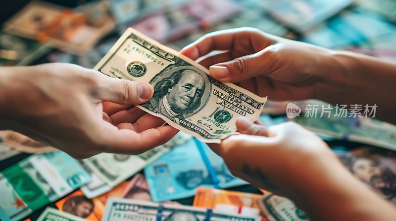 金钱交易美元与多国货币交织
