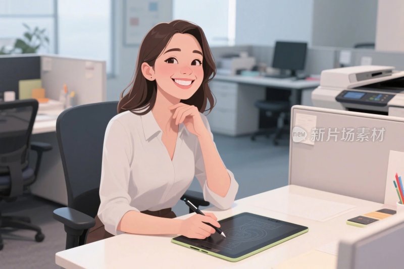 职场女性办公插画