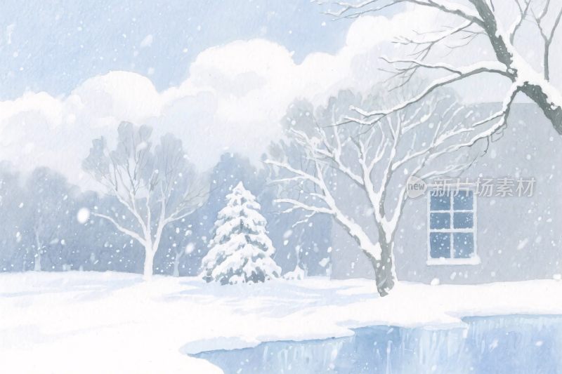 冬日雪景插画