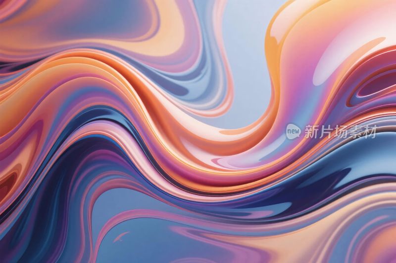 彩色流动波浪插画