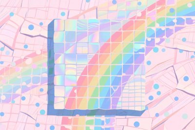 彩虹方块几何插画 彩虹方块几何插画