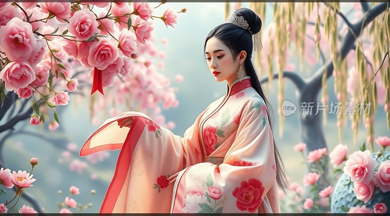 粉樱轻舞汉服佳人