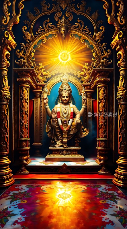 神像之光金碧辉煌的宗教艺术