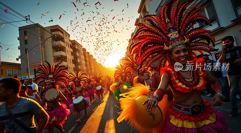 狂欢节上的华丽舞者与观众