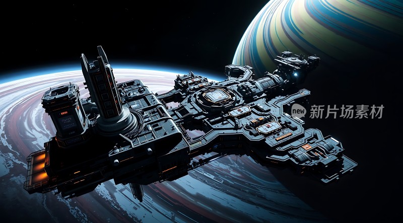 星际飞船探索神秘星环