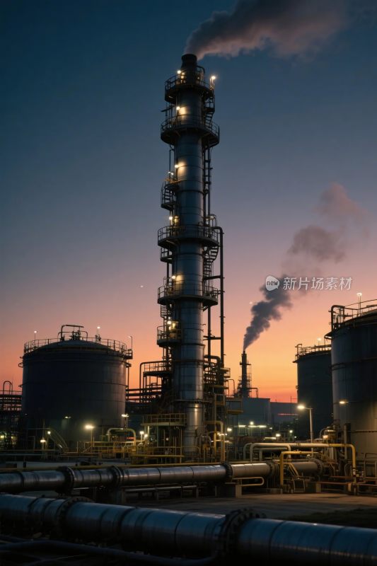 黄昏下的石油化工设施