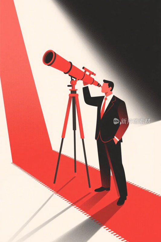 商务望远镜观察插画