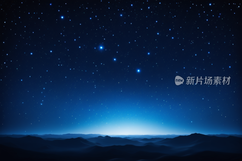 星空夜空有山脉和几颗星星高清背景纹理图片