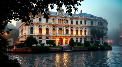 湖畔古堡夜景 湖畔古堡夜景