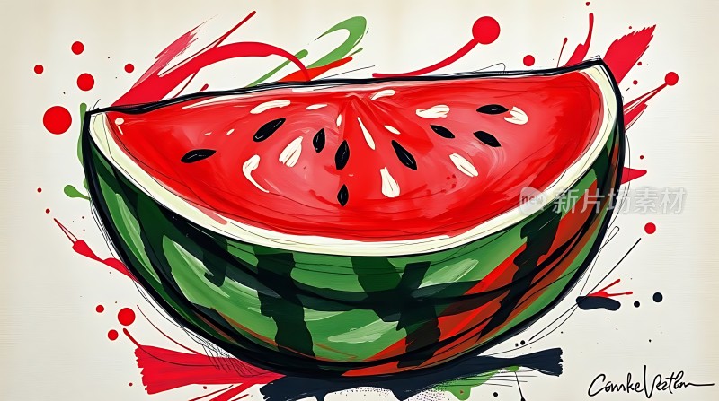 西瓜艺术画