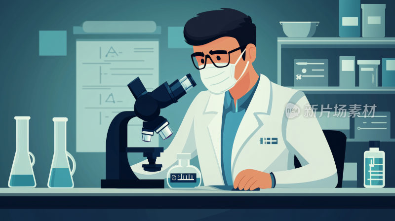 生物科学，医学研究，科研人员概念插画