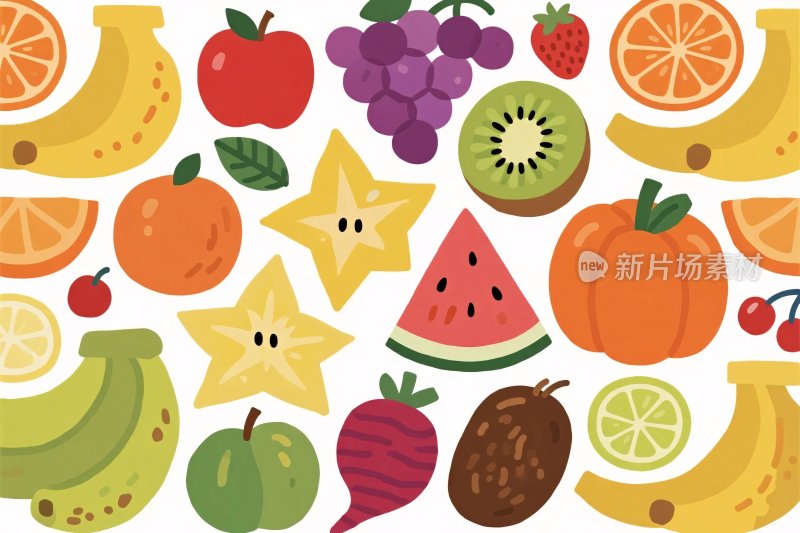 多彩果蔬插画