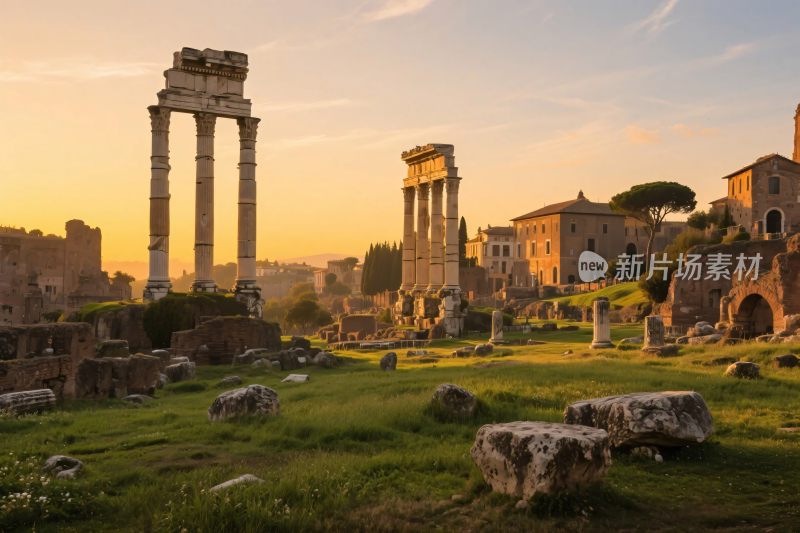 罗马古遗址黄昏遗迹