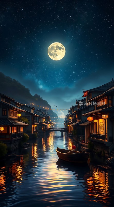 月下古巷水乡情