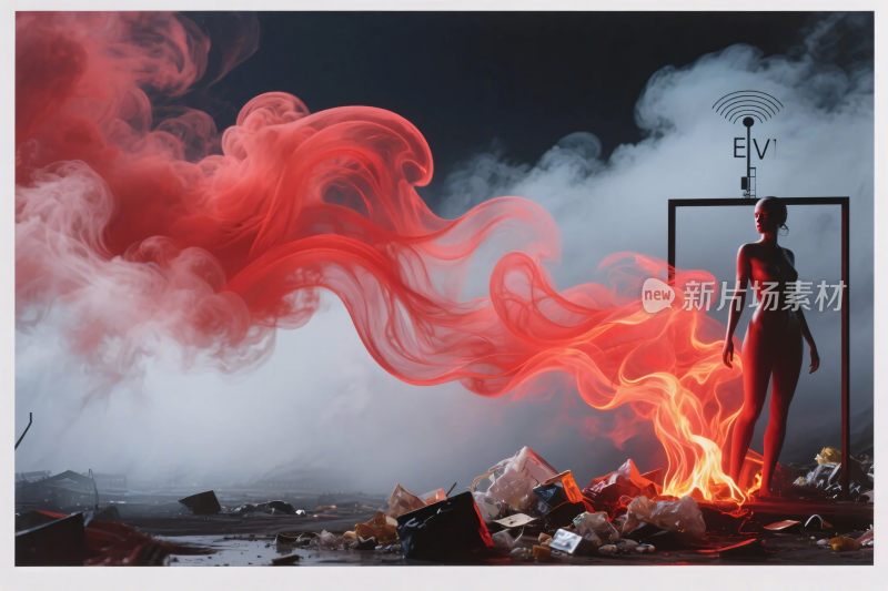 红色烟雾假人插画