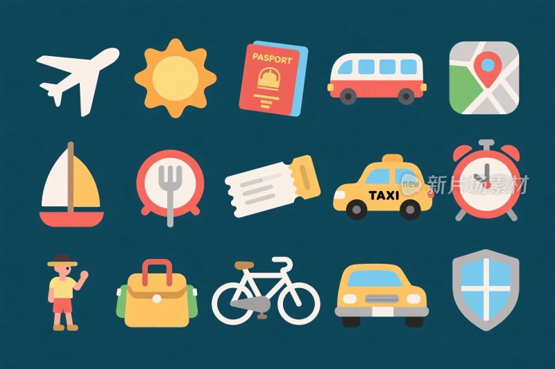旅游交通图标集合