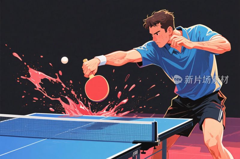 乒乓球竞技插画场景
