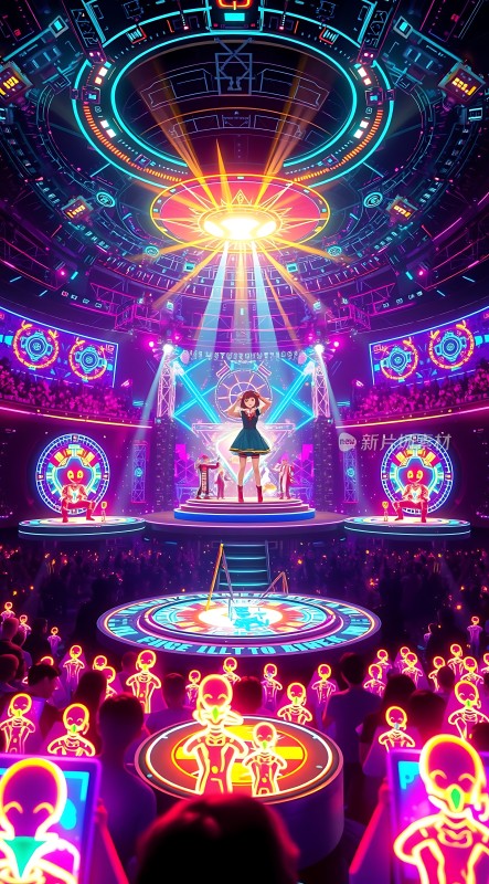 科技感舞台表演观众互动热烈